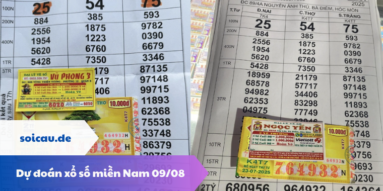 Dự đoán xổ số miền Nam 09/08